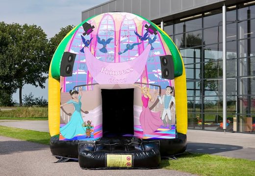 Disco multi-themen-hüpfburg 5,5 meter zum verkauf im prinzessinnen-thema für kinder. Bestellen sie aufblasbare hüpfburgen online bei JB-Hüpfburgen Deutschland