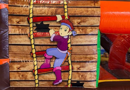 Funcity piraten-hüpfburg mit rutsche im Inneren, dem 3D-objekt auf der hüpffläche und lustigem Dschungel-Design für kinder. Bestellen sie hüpfburgen online bei JB-Hüpfburgen Deutschland