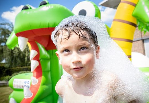 Groot opblaasbaar open bubble boarding park springkussen met schuim te koop in thema krokodil voor kinderen