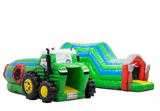 Krabbeltunnel-traktor-hüpfburg mit hindernissen, kletterhang und rutschhang für kinder. Kaufen sie hüpfburgen online bei JB-Hüpfburgen Deutschland