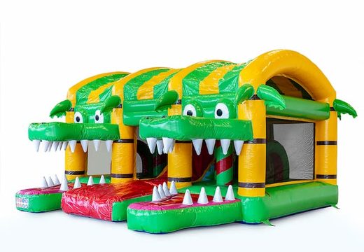 Indoor-multiplay-krokodil-hüpfburg in einzigartigem design, mit rutsche und 3D-objekten für kinder. Bestellen sie hüpfburgen online bei JB-Hüpfburgen Deutschland