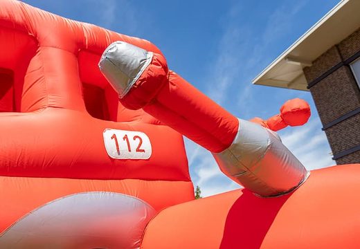 Opblaasbaar open bubble boarding park springkussen met schuim bestellen in thema brandweer voor kids