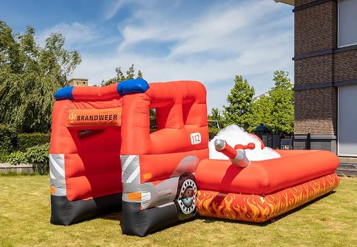Inflatable open bubble boarding park springkussen met schuim kopen in thema brandweer voor kinderen