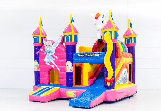Multiplay hüpfburg fairy wonderland mit rutsche und lustigen gegenständen auf der hüpffläche für kinder. Kaufen sie aufblasbare hüpfburgen online bei JB-Hüpfburgen Deutschland