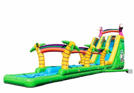 Drop & Slide Jungle hüpfburg mit doppelrutsche für kinder bestellen. Kaufen sie hüpfburgen online bei JB-Hüpfburgen Deutschland