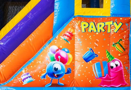 Opblaasbaar Jumpy Happy Splash luchtkussen met zwembad kopen in thema feest party voor kids bij JB Inflatables