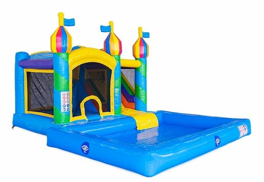 Opblaasbaar Jumpy Happy Splash luchtkussen met waterbad kopen in thema feest party voor kinderen bij JB Inflatables