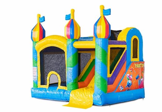 Opblaasbaar Jumpy Happy Splash springkussen met waterbad te koop in thema feest party voor kinderen bij JB Inflatables