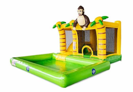 Opblaasbaar Multi Splash Bounce springkussen met waterbadje kopen in thema jungle oerwoud voor kinderen bij JB Inflatables