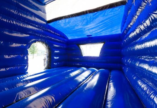 Opblaasbaar overdekt multiplay maxi multifun blauw springkussen met glijbaan kopen in tractor thema voor kinderen. Bestel springkussens online bij JB Inflatables Nederland