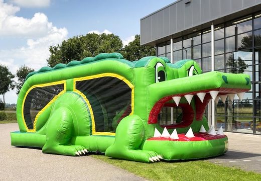 Kleiner aufblasbarer Hindernisparcours Hüpfburg im Thema Krokodil für Kinder zu bestellen