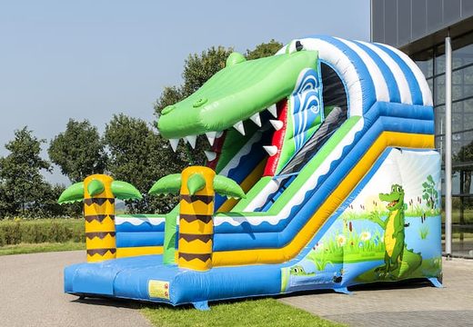 Spektakuläre aufblasbare rutsche im krokodil-design mit fröhlichen farben für kinder. Kaufen sie aufblasbare rutschen jetzt online bei JB-Hüpfburgen Deutschland