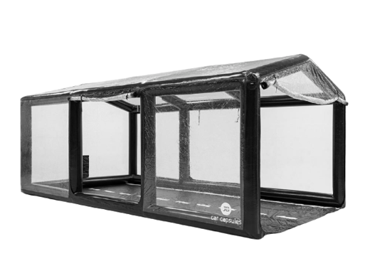 Aufblasbare Vitrine mit transparentem Dach zum Kauf von Autos oder anderen Fahrzeugen in Ställen
