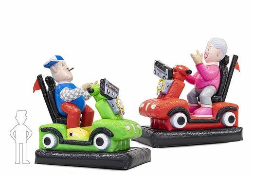 Koop opblaasbare Sarah en Abraham poppen op scootmobiel voor verjaardag 50 jubilaris feest bij JB Inflatables