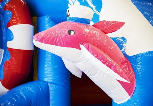 Aufblasbare Hüpfburg mit Delfinmotiv in Blau für Kinder zu verkaufen