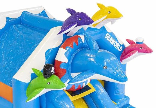 Aufblasbare Hüpfburg mit Rutsche und Delfinen in mehreren Farben zum Verkauf für Kinder