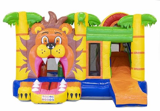 Multiplay-Hüpfburg mit Löwenmotiven, Rutsche und Hindernissen zum Verkauf für Kinder