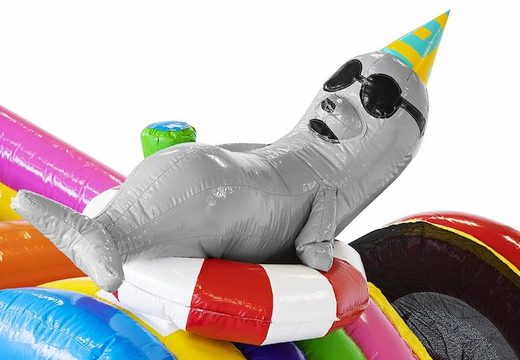Aufblasbares Luftkissen mit Rutsche mit Partytieren für Kinder kaufen