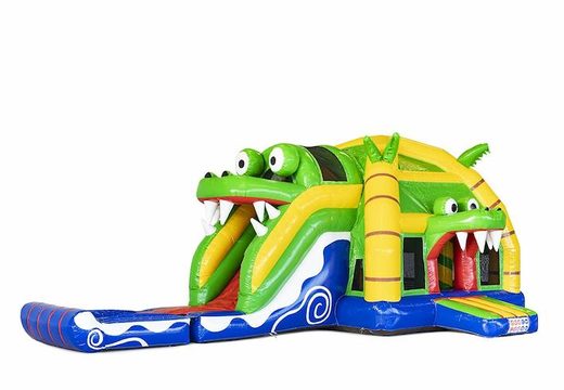 Bestellen Sie große aufblasbare Hüpfburg mit Rutsche im Krokodil-Design