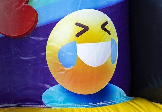 Opblaasbaar luchtkussen met glijbaan in emoji thema te koop voor kinderen 