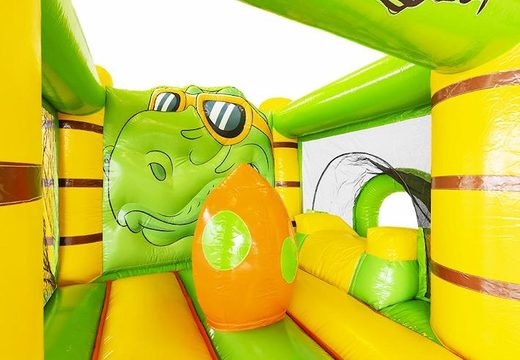 Kaufen Sie kompakte aufblasbare Hüpfburg im Dino-Design inklusive Rutsche für Kinder