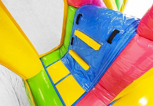 Kaufen Sie aufblasbares Luftkissen mit Rutsche in fröhlichen Farben und Hawaii-Thema für Kinder