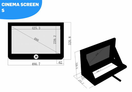 Opblaasbaar video screen om met beamer op te projecteren in het zwart