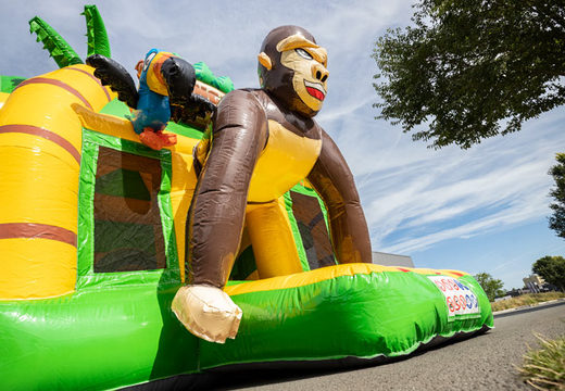 Aufblasbares Multiplay-Super-Luftkissen mit Elefanten- und Gorilla-Dschungel-Thema zum Verkauf für Kinder