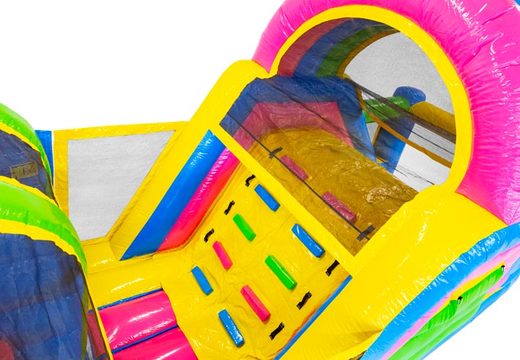 Kaufen Sie einen 13 meter aufblasbaren Hindernisparcours im Fröhliche Farben für Kinder. Bestellen sie aufblasbare parcours jetzt online bei JB-Hüpfburgen Deutschland