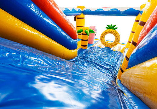 Hüpfburg Multi Slide im Karibik-Design mit Rutsche für Kinder. Kaufen Sie aufblasbare Hüpfburgen jetzt online bei JB-Hüpfburgen Deutschland