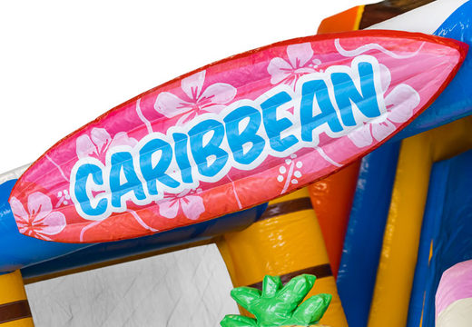 Kaufen Sie aufblasbare Hüpfburg Multi Slide mit Rutsche im Karibik-Design für Kinder. Bestellen Sie aufblasbare Hüpfburgen online bei JB-Hüpfburgen Deutschland