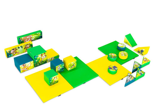 Großes Softplay-Set im Dschungel-Dino-Thema mit bunten Blöcken zum Spielen