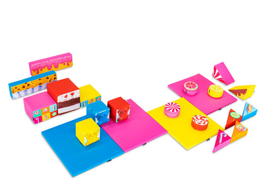 Großes Softplay-Set im Candy-Thema mit bunten Blöcken zum Spielen