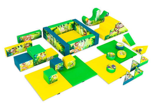 XXL Softplay-Set im Dschungel-Dino-Thema mit bunten Blöcken zum Spielen