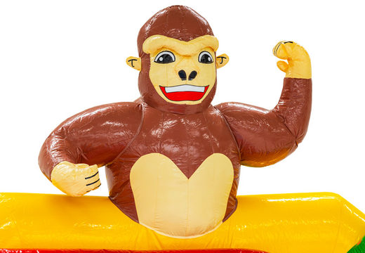 3D-Figur auf der Doppelrutsche-Hüpfburg im Safari-Gorilla-Thema