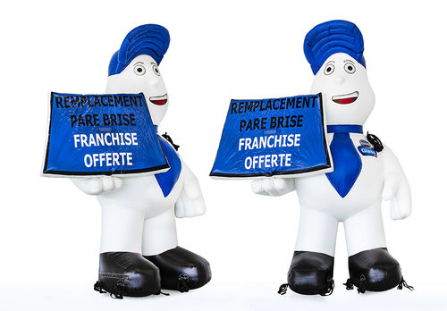 Wit blauwe opblaasbare mascotten te koop. Bestel opblaasbare blow-ups nu online bij JB Inflatables Nederland