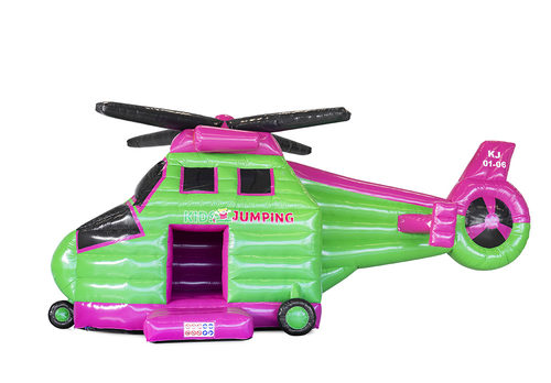 Koop online Kidsjumping Helicopter Springkussen in eigen huisstijl bij JB Inflatables Nederland. Vraag nu gratis ontwerp aan voor opblaasbare luchtkussens in eigen huisstijl